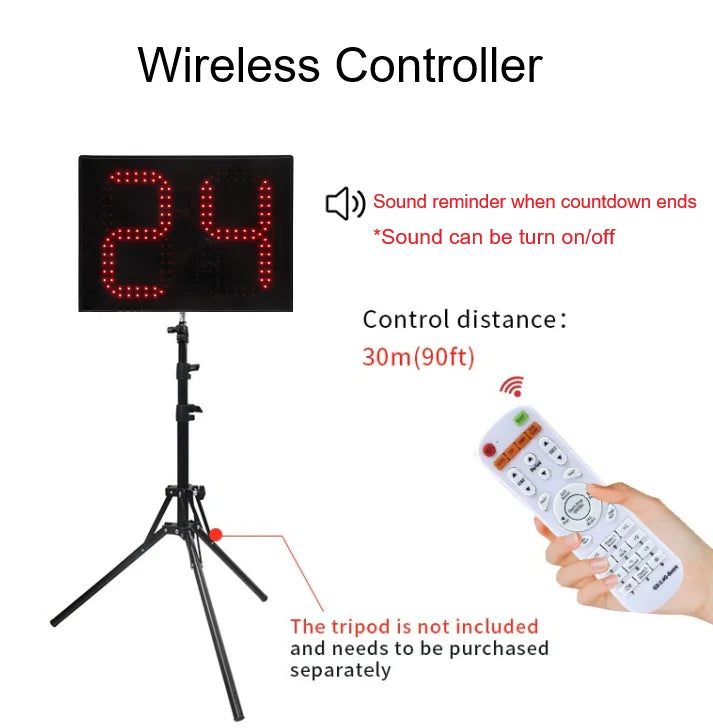 Ganxin 2 Units Set - LED Electronic Basketball Shooting Countdown Timer, Digital 12/14/24/30s Shot Clock with Remote Control