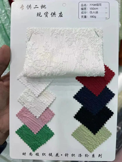 Factory Direct Wholesale 100%Polyester Woven 3D Dimensional Custom Embossed Pattern Design Stretchy Polyester Jacquard Fabrics