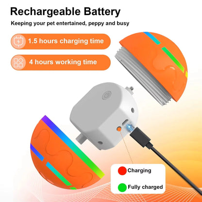 Interactive USB Charging LED Light Auto Electric Moving Remote Control Smart Dog Rolling Ball Electronic Interactive Pet Toy