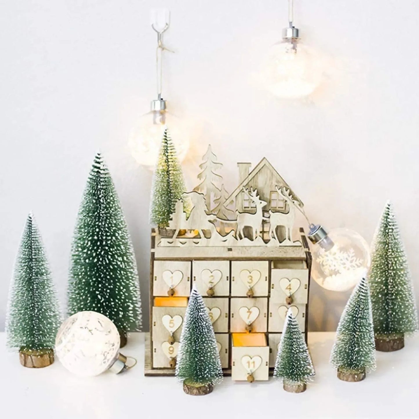 10 Pcs 4.5cm Decorated Christmas Tree Fake Pine Tree Mini Artificial Christmas Tree Santa Snow Navidad Xmas Decor Noel New Year