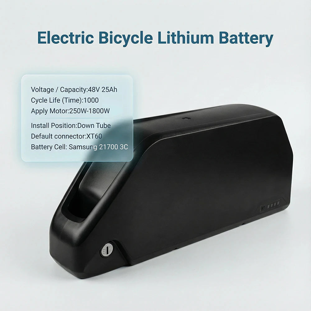 DE Stock 48V 25Ah True Capacity Lithium Battery Akku for 250W-1800W Electric Bicycle Tricycle 50A BMS Protection IP65 Waterproof