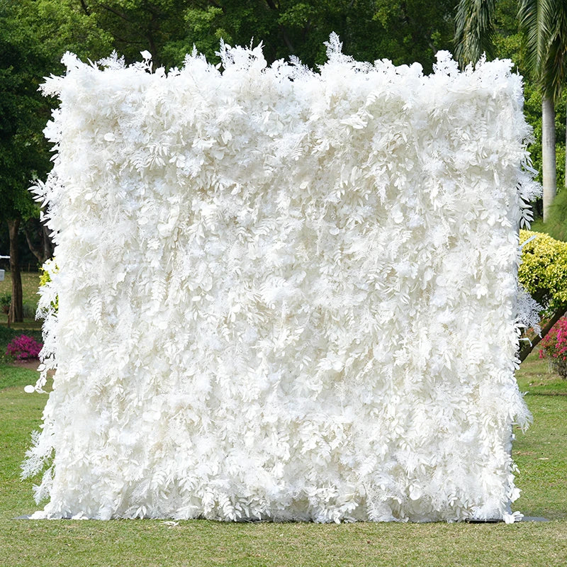 S-A8055 Wedding Backdrop White Roll up Fabric Flower Wall