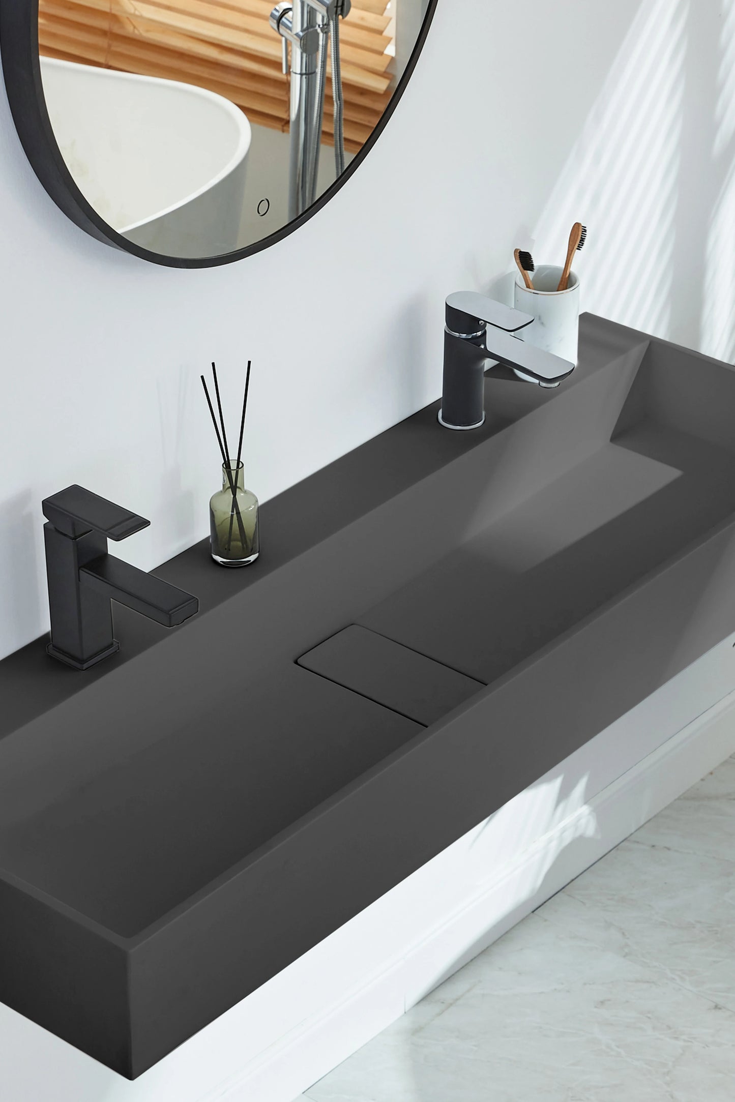 Cpingao New Design High Quality White Solid Surface Hand Wall Hung Wash Basin for Home Hotel