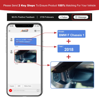 Adinkam Hidden WIFI Car DVR Dash Cam  Dash Cam for Audi 2019-2024 A1 A3 A4 A5 A6 A7 A8 Q2 Q3 Q5 Q7 Q8 RS S S5 S8 SQ5 SQ8 TT