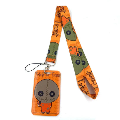Halloween Trick R Treat Art Cartoon Anime Fashion Lanyards Bus ID Name Work Card Holder Accessories Decorations Kids Gifts