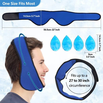 Face Ice Pack Wrap for TMJ Wisdom Teeth with 4 Reusable Hot Cold Therapy Gel Packs