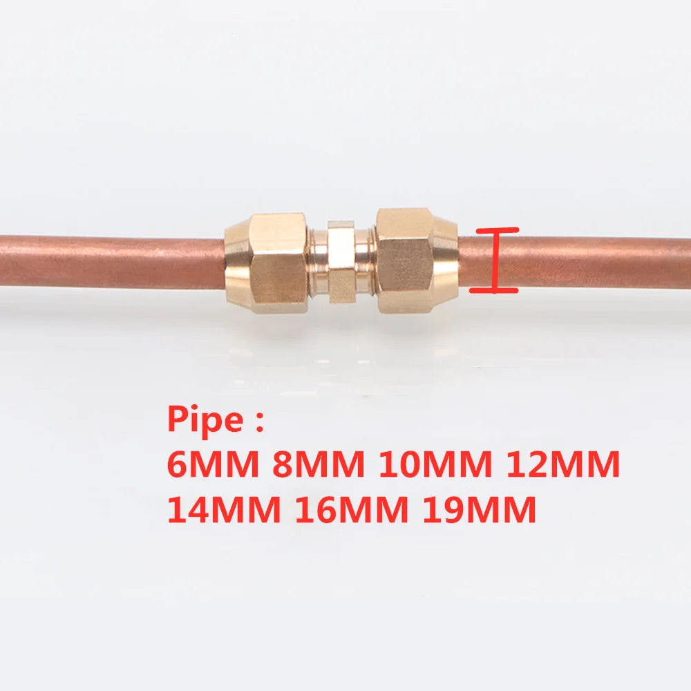 1pcs Flared Brass Straight through pipe fittings 6/8/10/12/14mm Tube connector Fitting Air conditioning extension tool Fitting