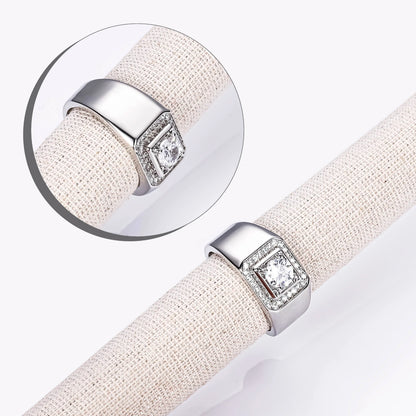 CM Jewelry Wholesale Classic Fashion High Quality Brass Zircon Gemstone Men Man Boys Glossy White Gold Plating Men's Rings