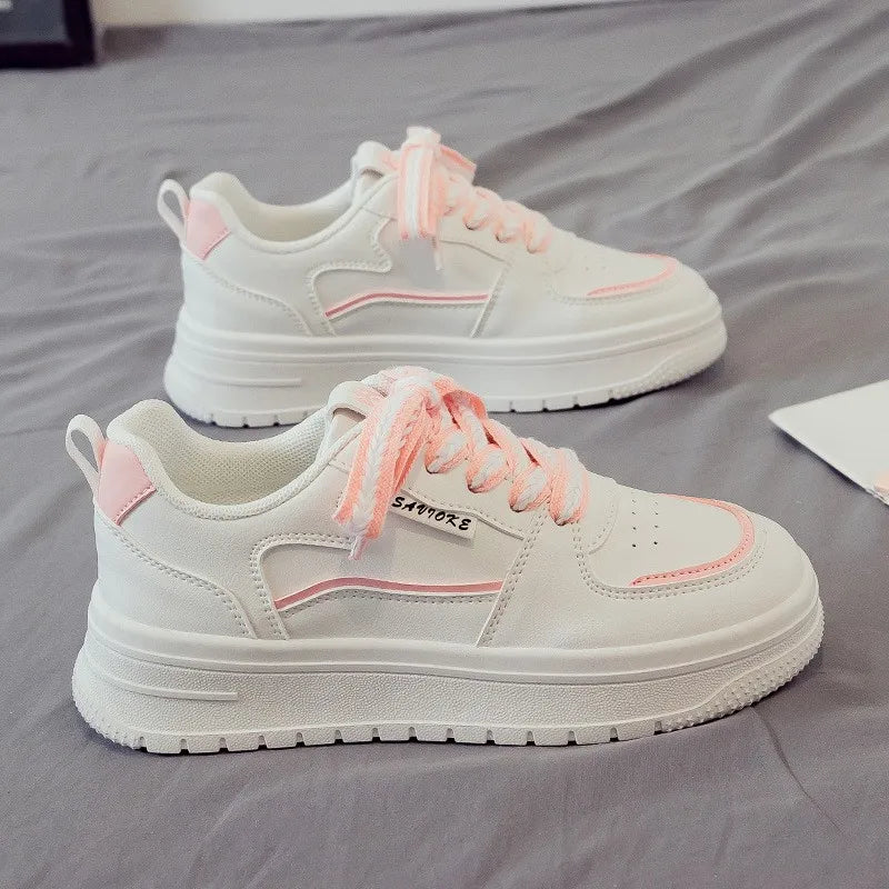 New White Shoes, Elevated Women's Shoes, Full Leather Comfortable Women's Board Shoes Women's Sports Shoes