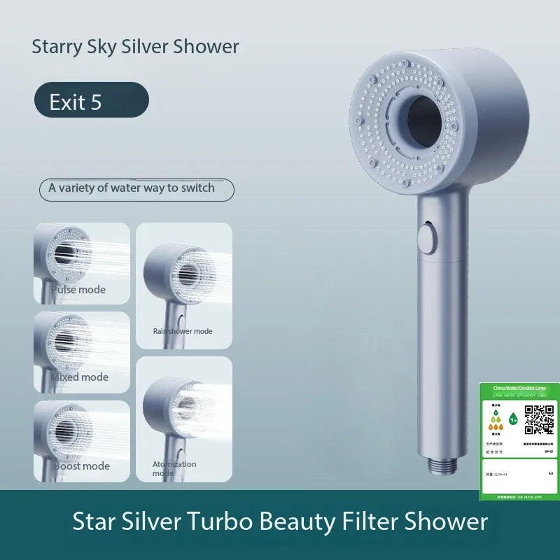 Contemporary Single-Handle ABS Pressurized Rain-Spray Shower Head with Pause Pattern Massage Filter for Bathrooms and Hotels