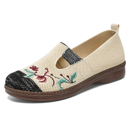Comfortable Women Casual Embroidered Linen Shoes Vintage Cozy Breathable Lily Fisherman Shoes Sandals