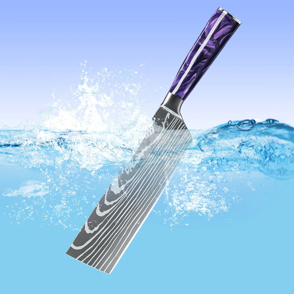 7 Inch Cleaver Kitchen Knife Stainless Steel Vegetable Chopping Chefs Knife Ultra Sharp Cooking Knives for Restaurant,Gift Box
