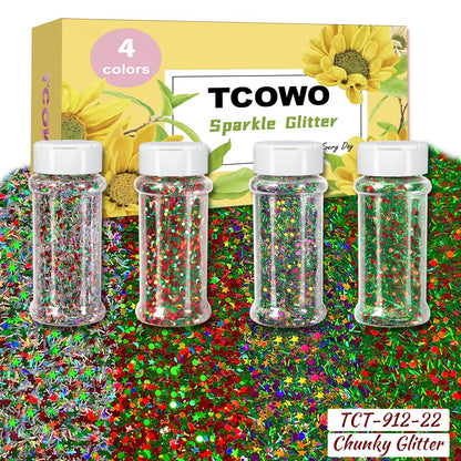 Local Stock 2OZ Shaker Packing Hexagon Shape Mix Chunky Glitter for Tumbler Nail Resin Christmas Decoration