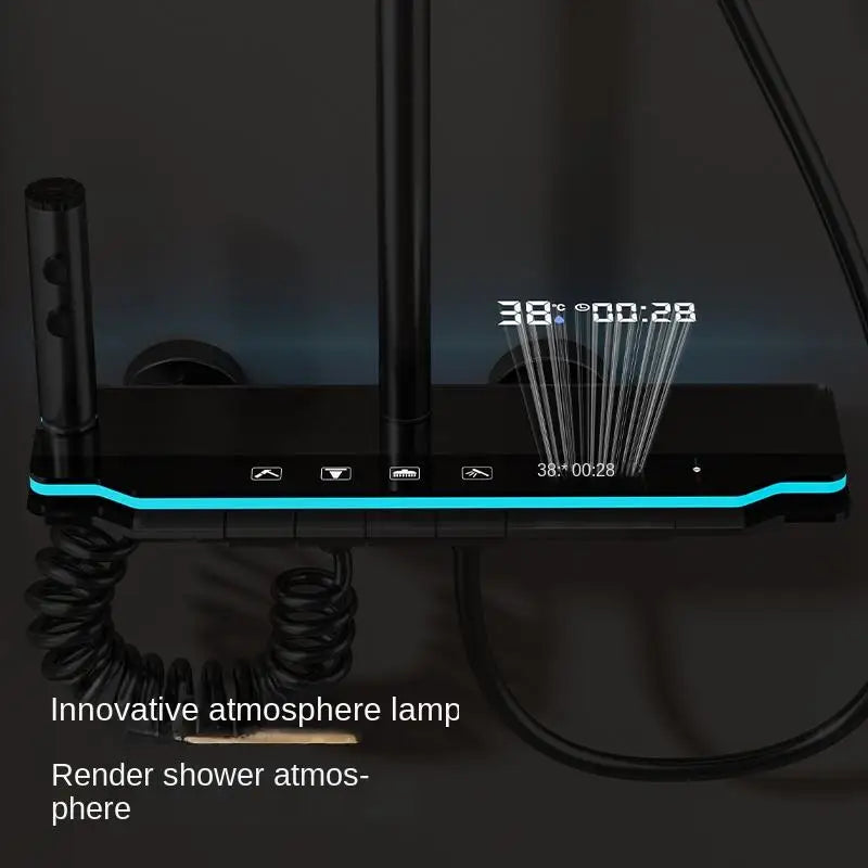 2026 New  Factory Price Shower System Digital Display Shower Faucet Set Space Aluminum Wall Mount Piano Keys Rain Shower Set