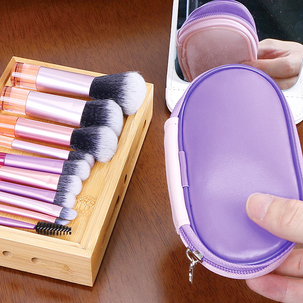Travel Makeup Brush Set With Premium Synthetic Kabuki Powder Foundation Concealer and Lips Brush Kit for Travel Angled Brush
