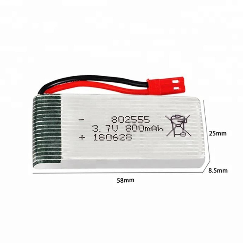 802555 3.7V 800mAh Lipo Battery 25C Helicopter H12C F181 F187 F163 Drone Rechargeable Lithium Battery