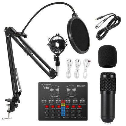 Professional Multifunction Condenser Microphone V8S Sound Card Audio Recording  BM800 Cantilever Bracket Set