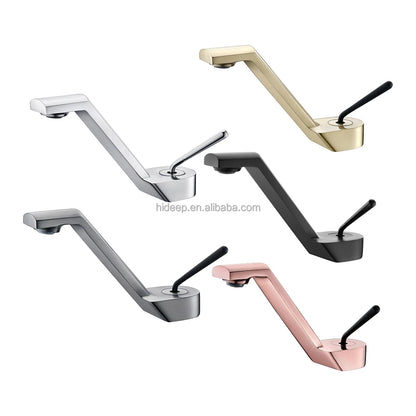HIDEEP Brass Chrome/Black/Gold/Gray Modern Single Handle Single Hole Wall-Mounted Metered Bathroom Hot Cold Water Wash Faucet
