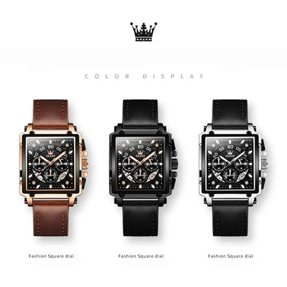 OLEVS Top Brand Male Watches Square Quartz Watch Watch for Men Waterproof Leather Strap Sport Clock Male Relogio Masculino