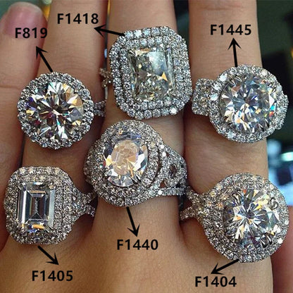 F1405 Women's Engagement Ring Emerald Cut Cubic Zirconia Pave Setting Lab Created Fashion Rings