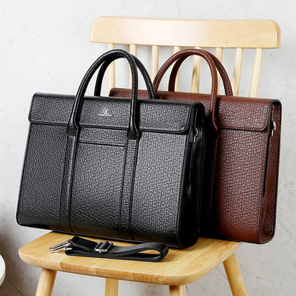 New Style OEM Men's High Quality Business Briefcase PU Leather Computer Soft Bag Single Shoulder Messenger