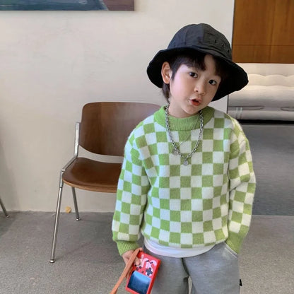 2021 Winter Kids Baby Girls Boys Autumn Winter Full Sleeve Solid Knitted Outwear Coat Ins Style Children Girls Cardigan Sweater