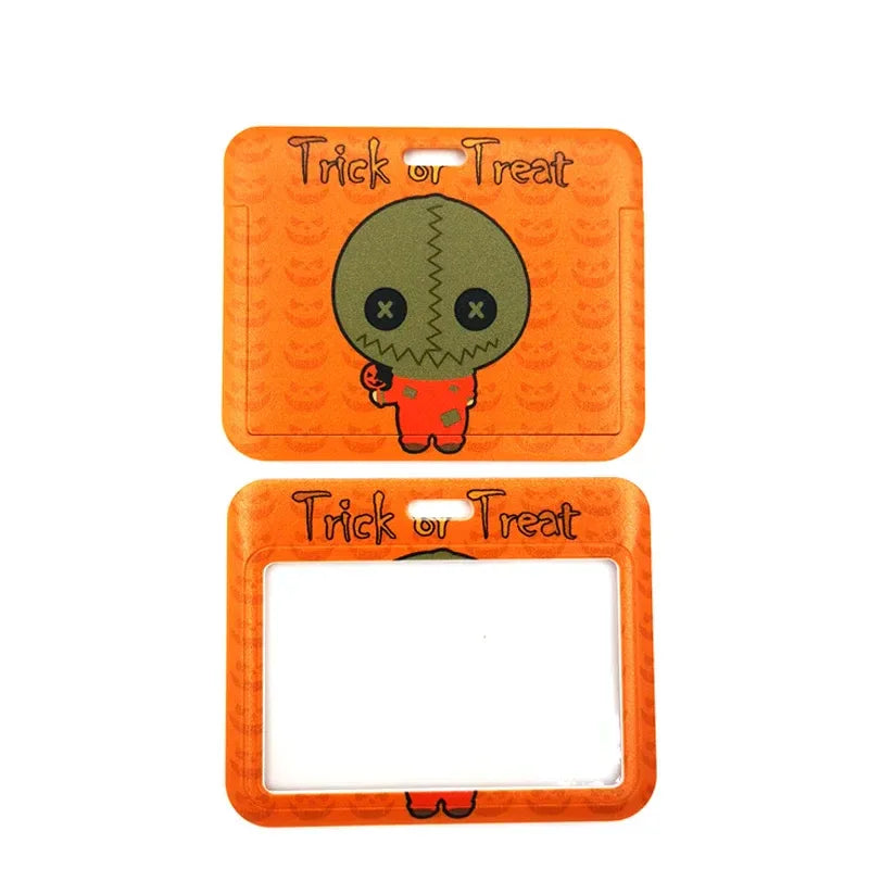 Halloween Trick R Treat Art Cartoon Anime Fashion Lanyards Bus ID Name Work Card Holder Accessories Decorations Kids Gifts