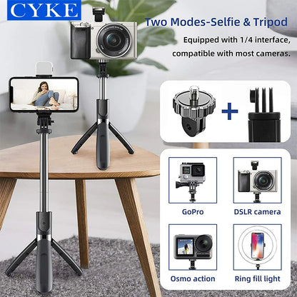 CYKE L02s Selfie Stick Tripod Fill Lights Compact Selfie Stick With Detachable Bluetooth Remote Selfie Stick Take Photos