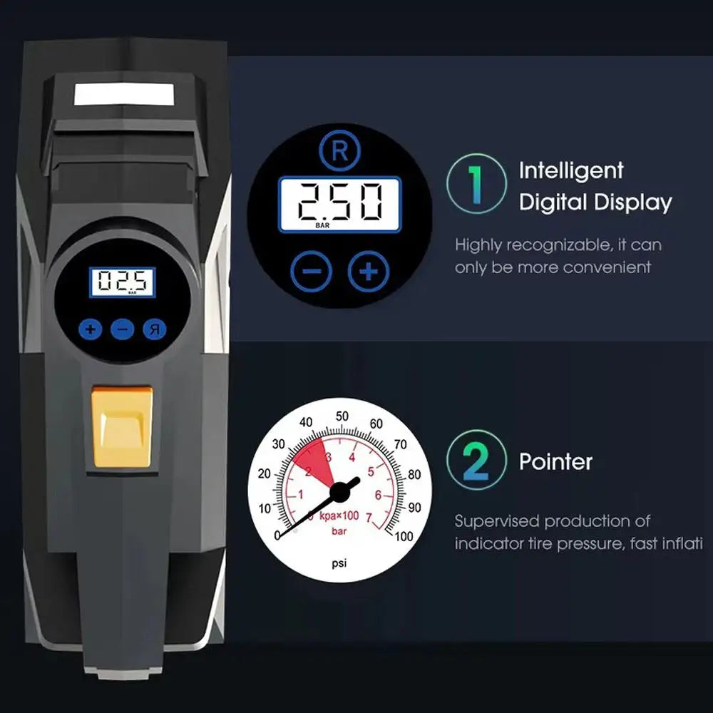 TikTok Hot Selling 150psi Cordless Tire Pressure Air Monitor Portable Smart Car Electric Inflator Pump Consumer Electronics