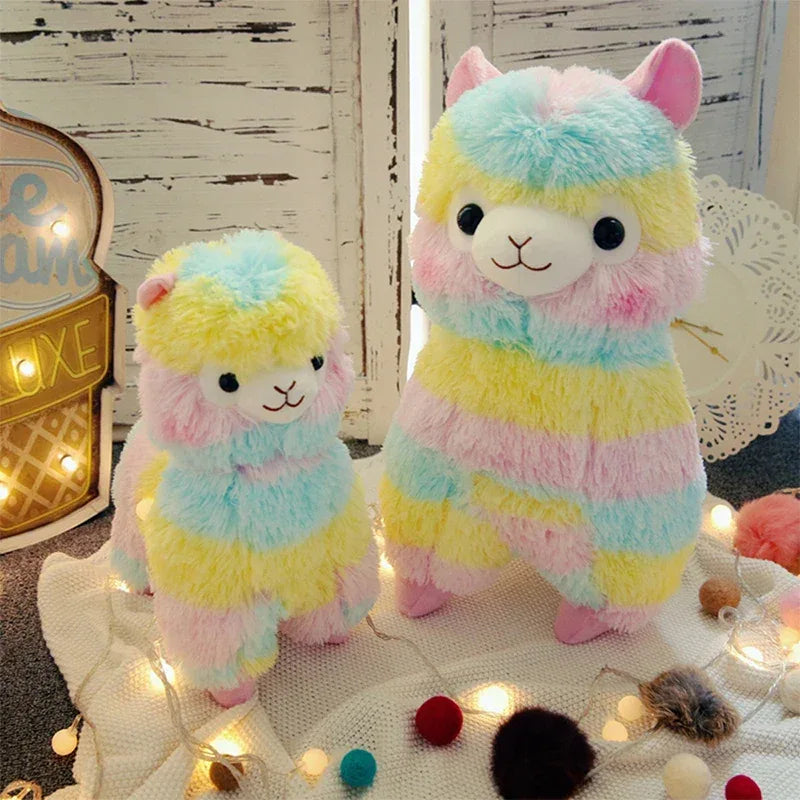 YOMDID 25/35cm/50cm Rainbow Alpaca Plush Cushion Kawaii Stuffed Cushion Cartoon Alpaca Plush Doll Christmas Children Kids Gift