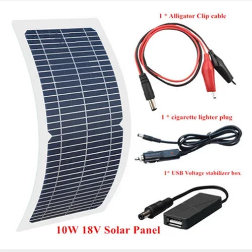 18V 10W Solar Panel Charger Complete Outdoor Camping Mountaineering Travel Solar kit Portable Power Supply For Phone Charging