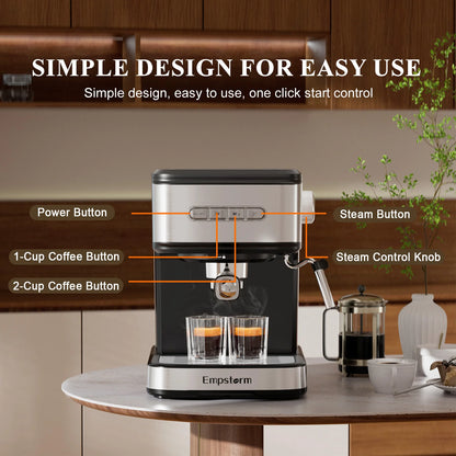 Empstorm Electric Espresso Machine Semi-Automatic Coffee Maker with for Office Home Use Stock in the US Local