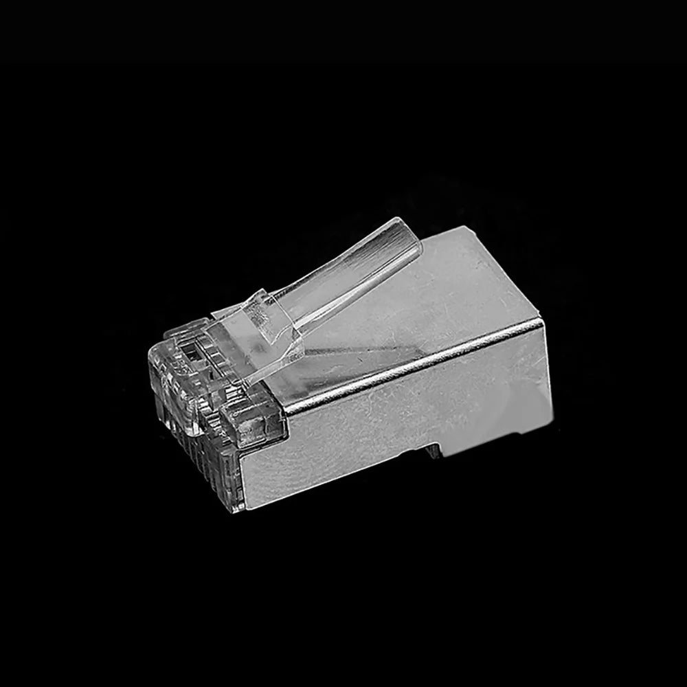 OULLX 6U RJ45 Connector Cat6 Jack FTP Gold Plated Pass Through Ethernet Cables Network RJ-45 Plug Cat5 Cat5e STP Shielded