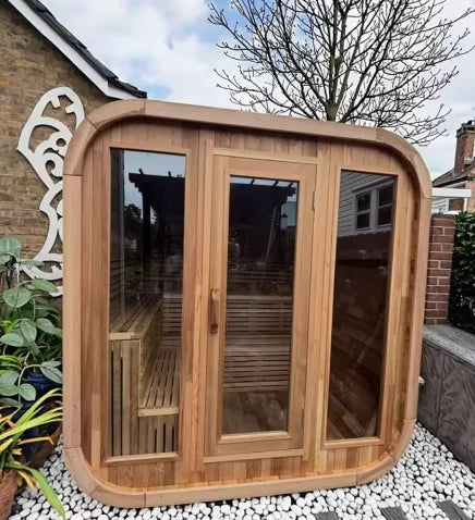 Beautiful Modern Design Canada Red Cedar Sauna Wood Large Outdoor Sauna Dry Sauna with Double-Layer L-Shaped Bench