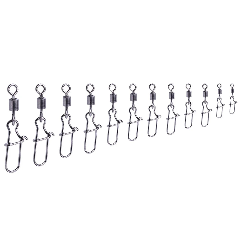 50pcs/bag High Strength Fishing Snap Swivels Ball Bearing Swivels Group Stainless Fishing Accessories