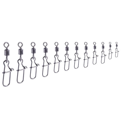 50pcs/bag High Strength Fishing Snap Swivels Ball Bearing Swivels Group Stainless Fishing Accessories
