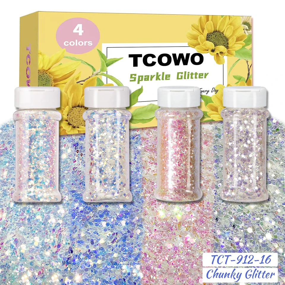 Local Stock 2OZ Shaker Packing Hexagon Shape Mix Chunky Glitter for Tumbler Nail Resin Christmas Decoration