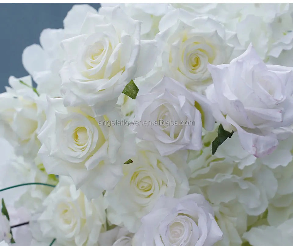 S-A8147 White Rose Hydrangea Floral Arrangement Sofa Table Runner Floor Flower