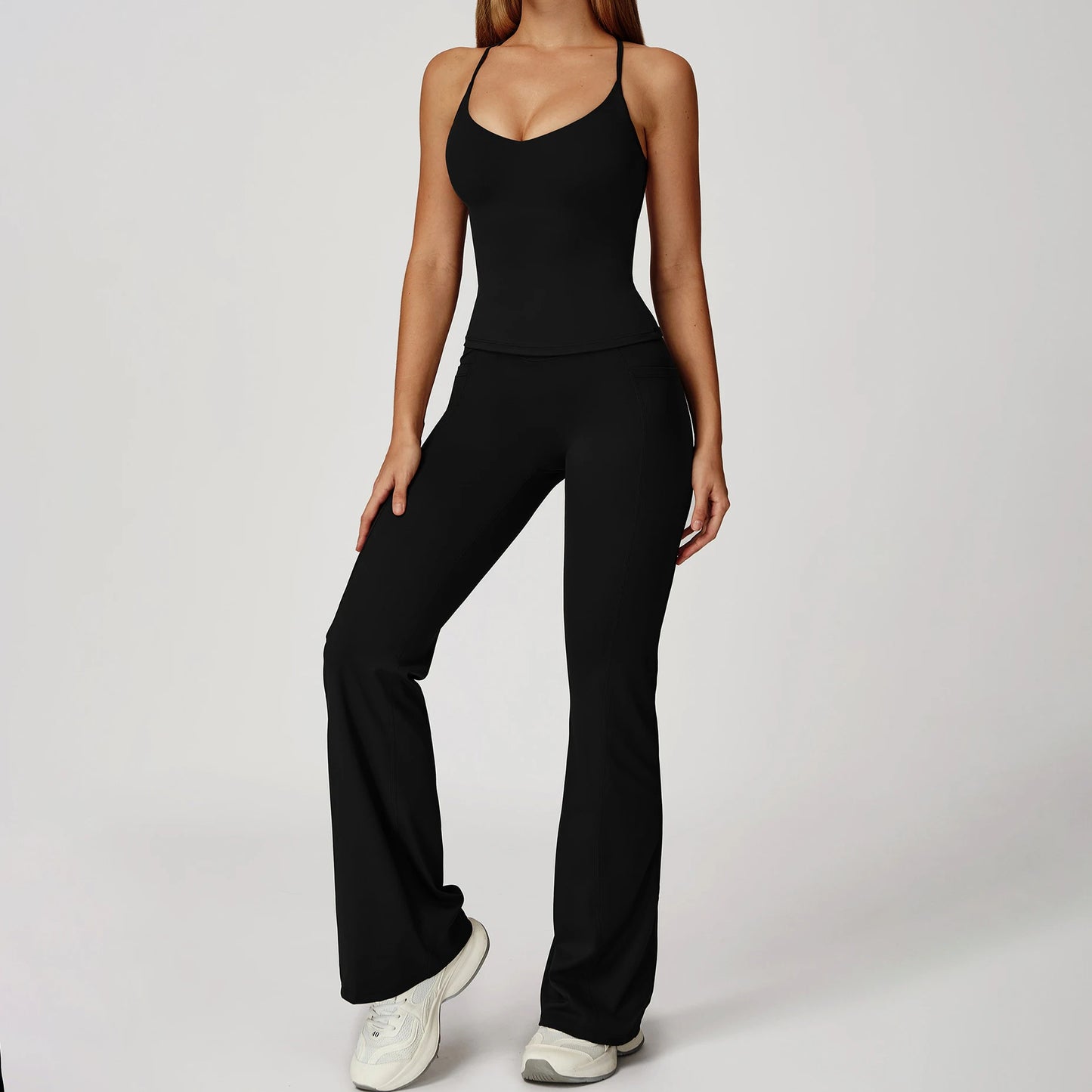 YIYI Wholesale 5pcs Summer High Quality Workout Suits Cooling Flare Leggings Athletic Sets Girls Gym Clothing Sets for Women