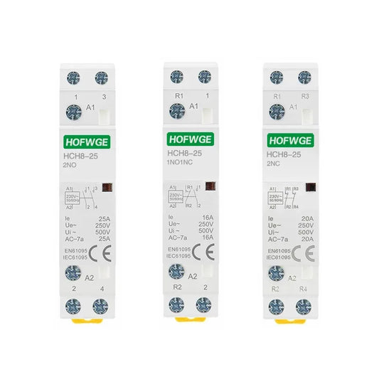 контактор HCH8-25 Modular Contactor 2P 16A 20A 25A 2NO or 2NC  1NO1NC 24V 110V 220V Automatic Household Contactor Din Rail Type