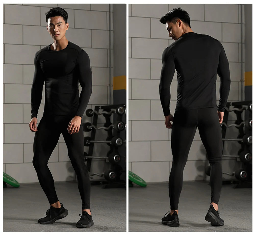 Men's Thermal Underwear Set MMA Tactics Leggings Solid Color Costume Compress Fitness Long Johns Men Winter Brands  Men