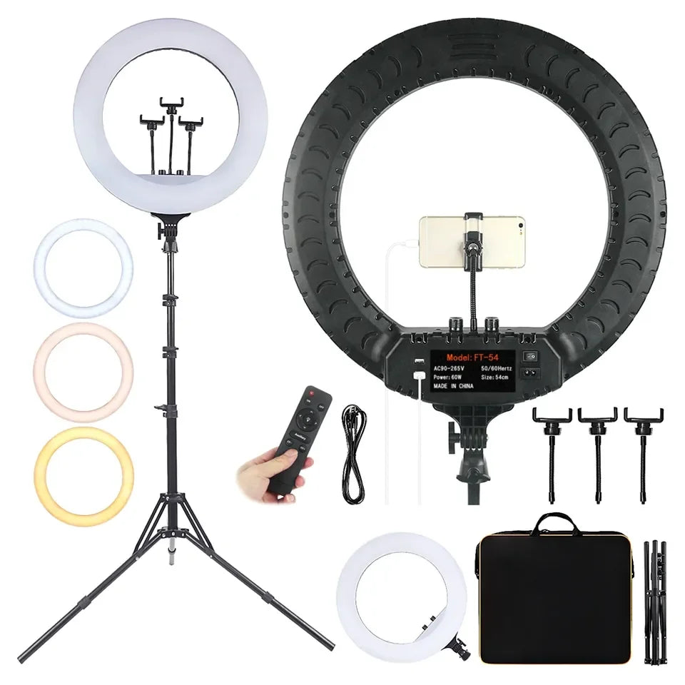 High Quality  Professional Photography Ring Light 18 Inch LED Ring Lights 50W Dimmable With Tripod Stand Storage Bag Right Light