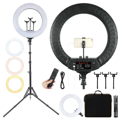 High Quality  Professional Photography Ring Light 18 Inch LED Ring Lights 50W Dimmable With Tripod Stand Storage Bag Right Light