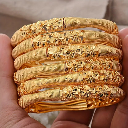 2pcs Elegant Plated Open Bangle Bracelet for Women - Luxurious Ethnic-Inspired Design, Ideal for Bridal Special Occasions