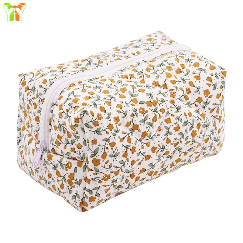 YY Handmade Cotton Makeup Bag for Women Aesthetic Girl for Toiletry Bag with Bow Detail National Style Handmade by Women
