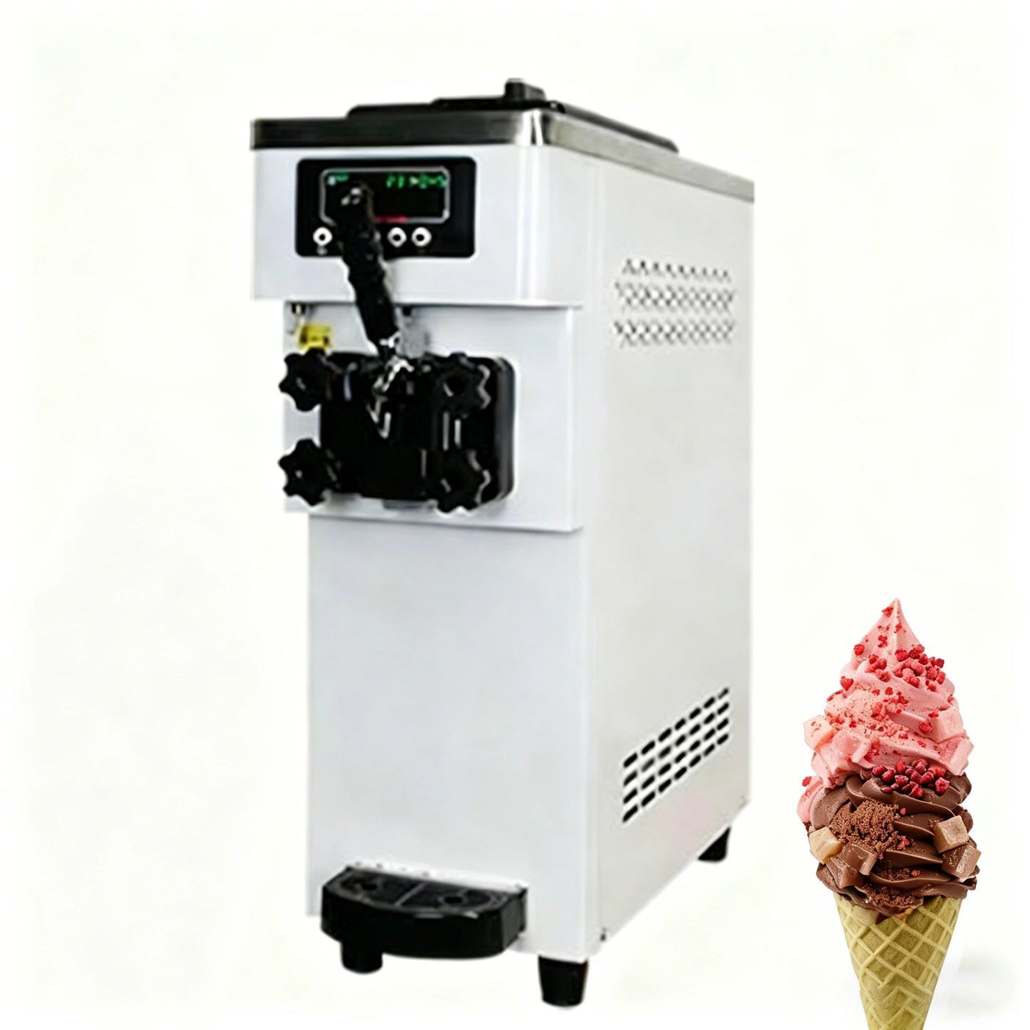 Mini Soft Serve Ice Cream Machine 20L Capacity Countertop Ice Cream Maker for Bubble Tea Shop Snack Bar Space Saving Design