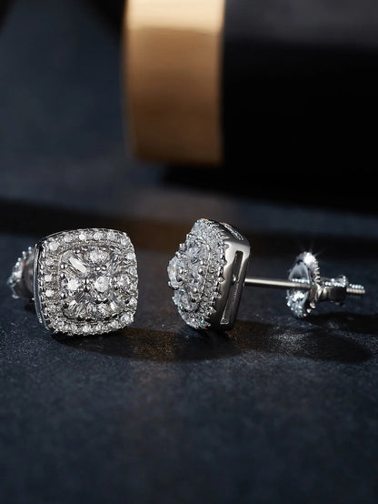 Fine Jewelry Stud Ear 925 Sterling Silver Iced Out VVS Moissanite Earrings for Men Women