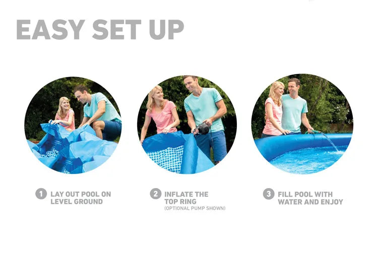 INTEX 28130 366*76CM Round Blue Family Inflatable Above Ground PVC Swimming Pool