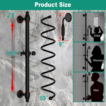 Brass Handheld Shower Head with Wall Mounted Rainfall System & Stainless Steel Slide Bar All-in-One Shower Mixer