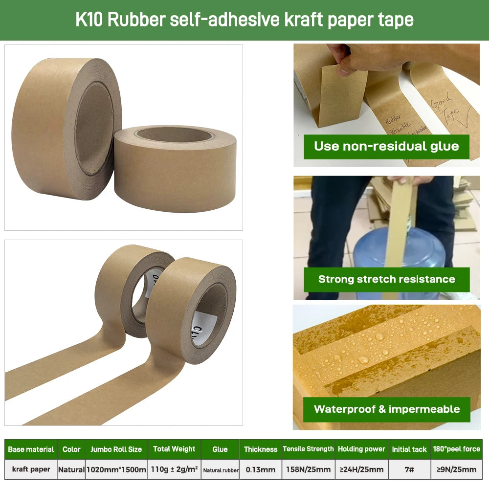Wholesale Factory Custom PE Eco-Friendly Degradable Self Adhesive Packaging Kraft Paper Packing Tape